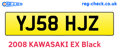 YJ58HJZ are the vehicle registration plates.