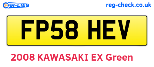 FP58HEV are the vehicle registration plates.