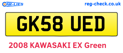GK58UED are the vehicle registration plates.