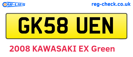 GK58UEN are the vehicle registration plates.