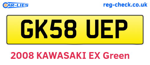 GK58UEP are the vehicle registration plates.