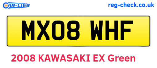 MX08WHF are the vehicle registration plates.