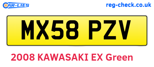 MX58PZV are the vehicle registration plates.