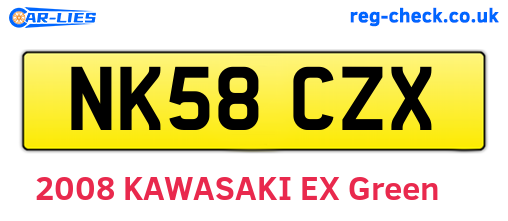 NK58CZX are the vehicle registration plates.