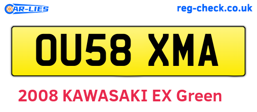 OU58XMA are the vehicle registration plates.