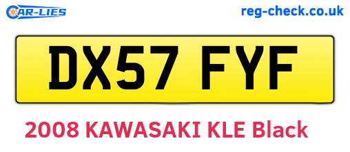 DX57FYF are the vehicle registration plates.