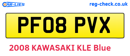 PF08PVX are the vehicle registration plates.