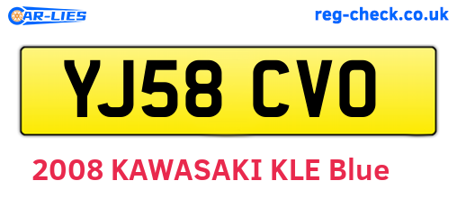 YJ58CVO are the vehicle registration plates.