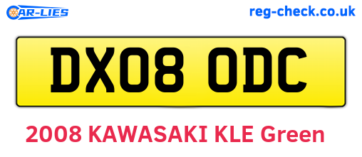 DX08ODC are the vehicle registration plates.