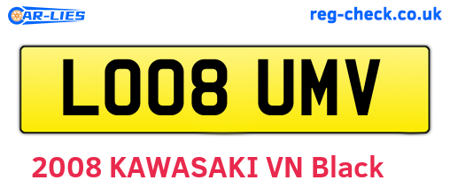 LO08UMV are the vehicle registration plates.