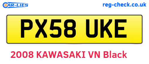 PX58UKE are the vehicle registration plates.