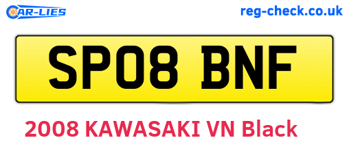 SP08BNF are the vehicle registration plates.