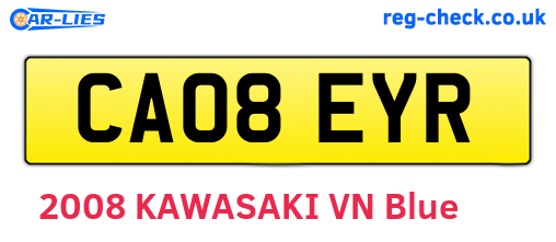 CA08EYR are the vehicle registration plates.