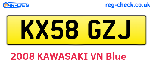 KX58GZJ are the vehicle registration plates.