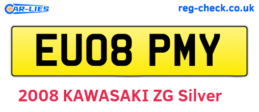 EU08PMY are the vehicle registration plates.