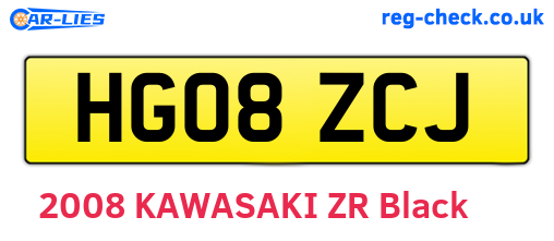 HG08ZCJ are the vehicle registration plates.
