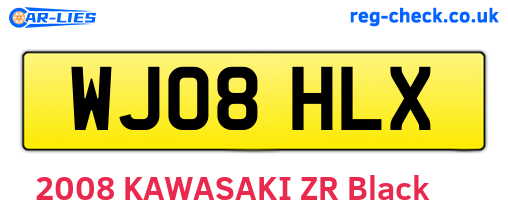 WJ08HLX are the vehicle registration plates.