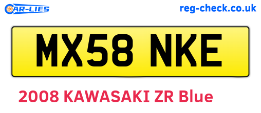 MX58NKE are the vehicle registration plates.