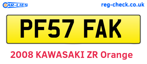 PF57FAK are the vehicle registration plates.