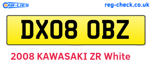 DX08OBZ are the vehicle registration plates.