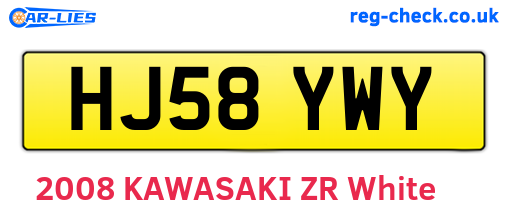 HJ58YWY are the vehicle registration plates.