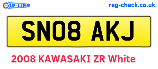 SN08AKJ are the vehicle registration plates.