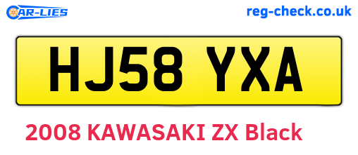 HJ58YXA are the vehicle registration plates.
