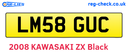 LM58GUC are the vehicle registration plates.