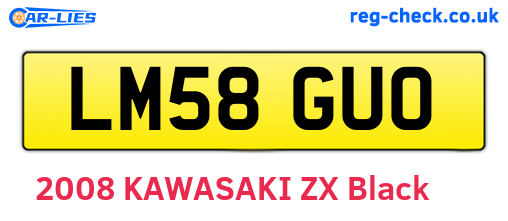 LM58GUO are the vehicle registration plates.