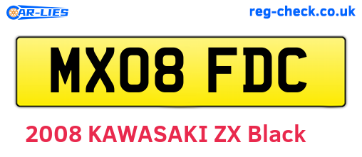 MX08FDC are the vehicle registration plates.