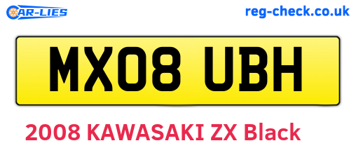 MX08UBH are the vehicle registration plates.