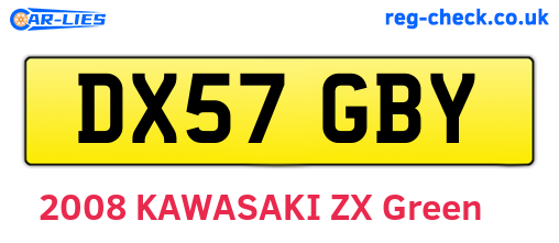 DX57GBY are the vehicle registration plates.