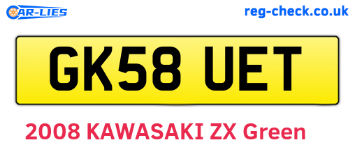 GK58UET are the vehicle registration plates.
