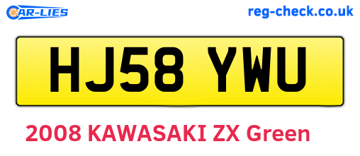 HJ58YWU are the vehicle registration plates.
