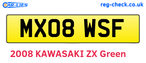 MX08WSF are the vehicle registration plates.