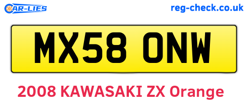 MX58ONW are the vehicle registration plates.