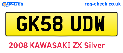 GK58UDW are the vehicle registration plates.