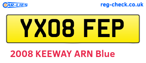 YX08FEP are the vehicle registration plates.
