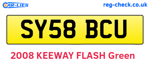 SY58BCU are the vehicle registration plates.