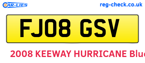FJ08GSV are the vehicle registration plates.