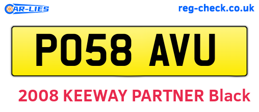PO58AVU are the vehicle registration plates.
