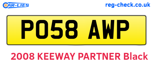 PO58AWP are the vehicle registration plates.