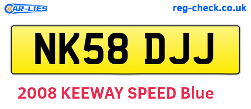 NK58DJJ are the vehicle registration plates.