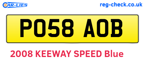PO58AOB are the vehicle registration plates.