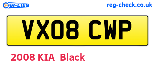 VX08CWP are the vehicle registration plates.
