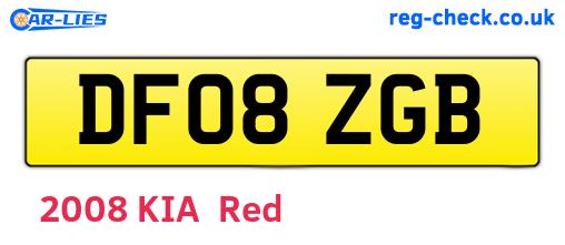 DF08ZGB are the vehicle registration plates.