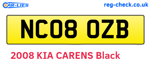 NC08OZB are the vehicle registration plates.
