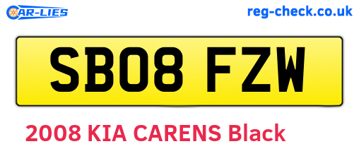 SB08FZW are the vehicle registration plates.