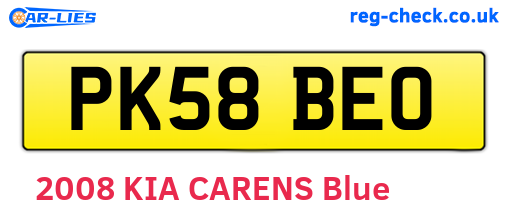 PK58BEO are the vehicle registration plates.
