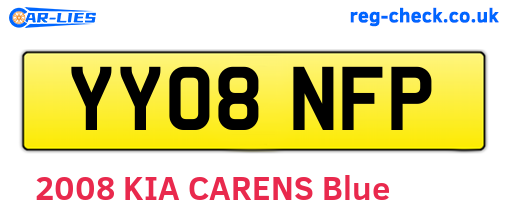 YY08NFP are the vehicle registration plates.